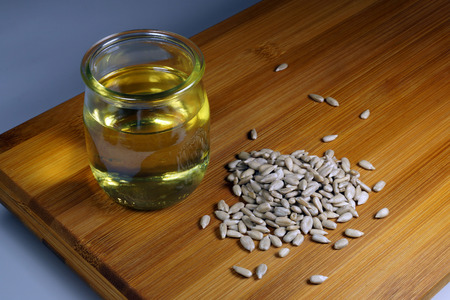 Sunflower oil, sunflower seedの写真素材