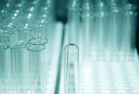 Laboratory glassware, clean, sterilized, prepared for useの写真素材