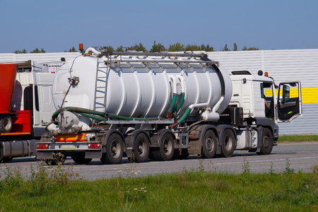 Health & Safety and environmental protection. Car for liquid waste disposal. Liquid waste service.の写真素材