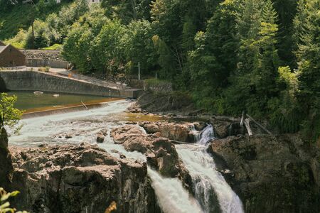 State Washington-Snoqualmie Falls. Power plant located underground. It is the first completely underground hydroelectric power plant ever built in the world.の写真素材
