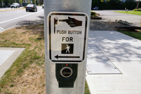 State Washington. A pedestrian light switch with voice guidance and simple operating instructions. の写真素材