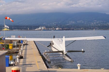 Canada. Coal Harbour, Vancouver. Seaplane prepared for take-off.の写真素材