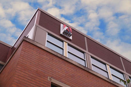 Adobe, company building in Seattle. Washington state. USA. August 2019.のeditorial素材