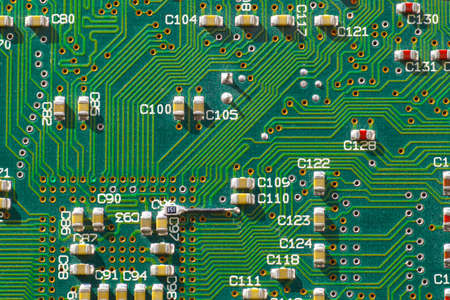 Big close up. Printed circuit board showing surface mount components.の写真素材