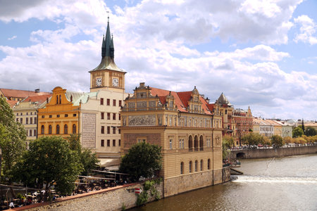 Bedrich Smetana Museum on the banks of the Vltava River. Praha, Czech Republic. August 2018.のeditorial素材