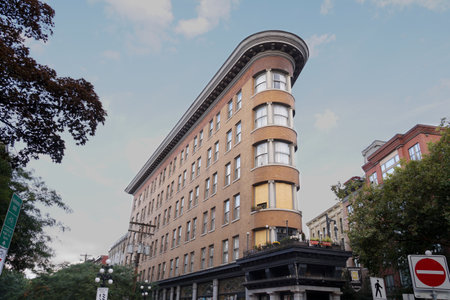 Vancouver. Canada. Maple Tree Square in Gastown is one of the historic place in Vancouver. August 2019.のeditorial素材