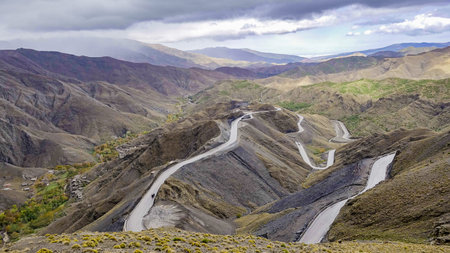 Mountain road on Mount Atlas in Morocco in September