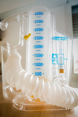 Pulmonary stress test regulator. Used for lung exercise in patients with respiratory problems