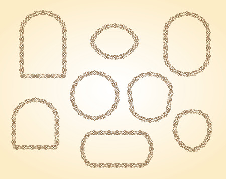 Set frames .Vintage vector.Well built for easy editing.Brown.のイラスト素材