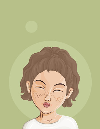 Cartoon Female portrait. Woman avatar.のイラスト素材