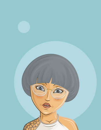 Cartoon Female portrait. Woman avatar.のイラスト素材