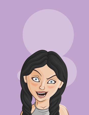 Cartoon Female portrait. Woman avatar.のイラスト素材