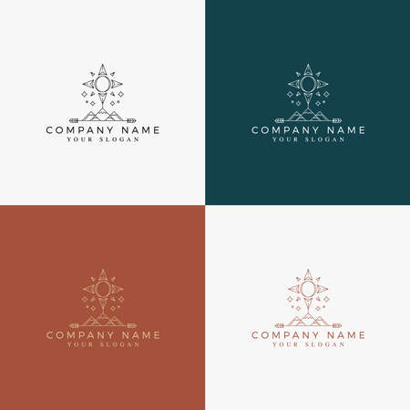 line art minimal multipurpose logo template retroのイラスト素材