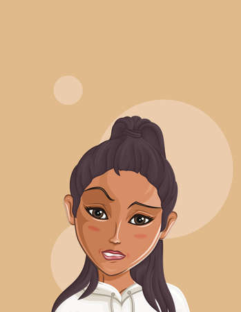 Cartoon Female portrait. Woman avatar.のイラスト素材