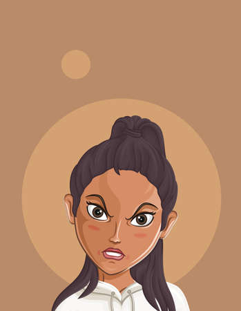 Cartoon Female portrait. Woman avatar.のイラスト素材