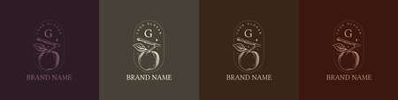 Organic logo flower fruit nature vintage symbolのイラスト素材