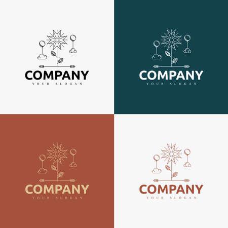 line art minimal multipurpose logo template retroのイラスト素材