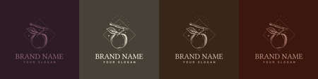 Organic logo flower fruit nature vintage symbolのイラスト素材