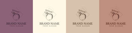 Organic logo flower fruit nature vintage symbolのイラスト素材