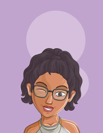 Cartoon Female portrait. Woman avatar.のイラスト素材