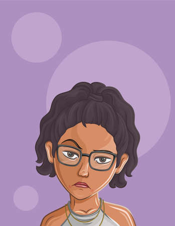 Cartoon Female portrait. Woman avatar.のイラスト素材