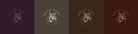 Organic logo flower fruit nature vintage symbolのイラスト素材