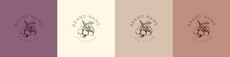 Organic logo flower fruit nature vintage symbolのイラスト素材
