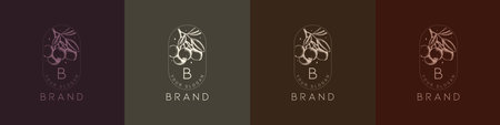 Organic logo flower fruit nature vintage symbolのイラスト素材