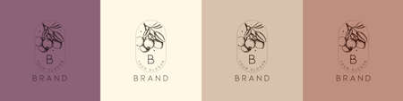 Organic logo flower fruit nature vintage symbolのイラスト素材