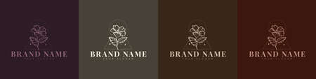 Organic logo flower fruit nature vintage symbolのイラスト素材