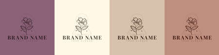 Organic logo flower fruit nature vintage symbolのイラスト素材