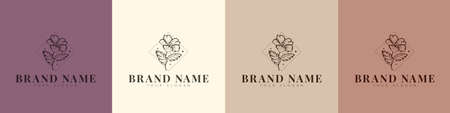 Organic logo flower fruit nature vintage symbolのイラスト素材