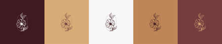 floral vintage nature element shape logo templateのイラスト素材