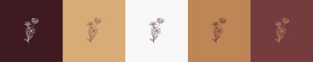floral vintage nature element shape logo templateのイラスト素材