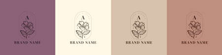 Organic logo flower fruit nature vintage symbolのイラスト素材