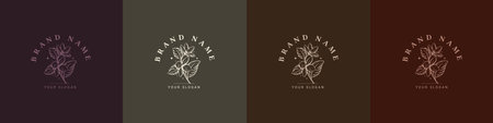 Organic logo flower fruit nature vintage symbolのイラスト素材
