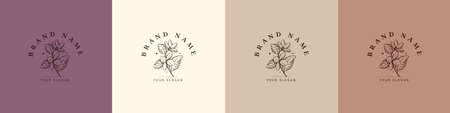 Organic logo flower fruit nature vintage symbolのイラスト素材