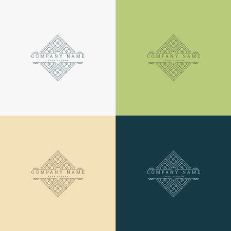 badge mosaic vintage creative logo template designのイラスト素材