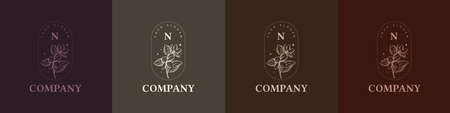 Organic logo flower fruit nature vintage symbolのイラスト素材