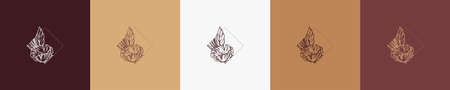 floral vintage nature element shape logo templateのイラスト素材