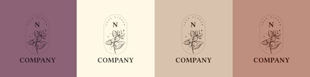Organic logo flower fruit nature vintage symbolのイラスト素材