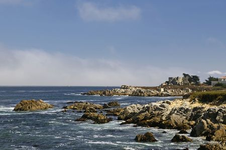 shoreline along pacific grove - north california coastの写真素材