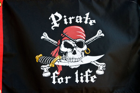 Pirate for life on black silk background