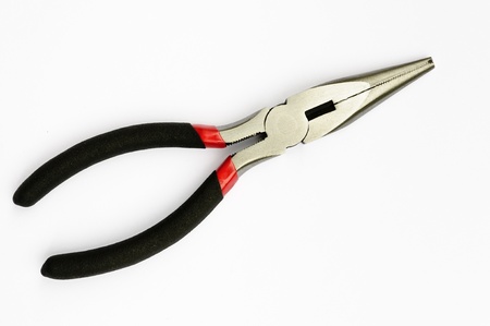 Closeup of long nose pliers - studio isolated on white の写真素材