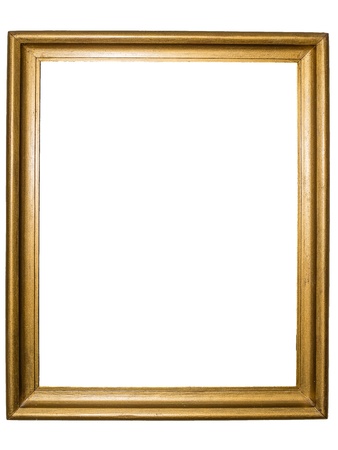 Golden rustic picture frame - isolated on white background の写真素材