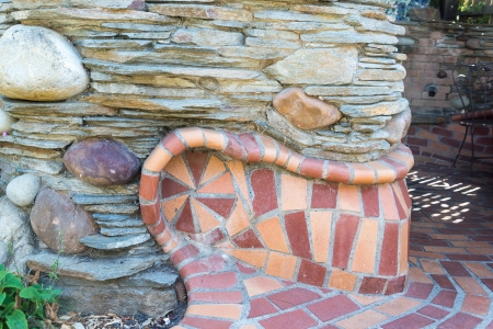 Colorful stones and ceramic tiles pattern - closeup background, texture の写真素材