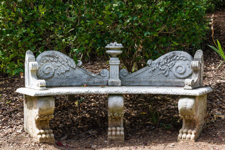 Old fashioned marble garden benchの写真素材