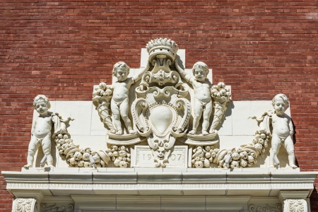 Classic outdoor bas-relief wall decorationの写真素材