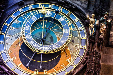 Prague astronomical Clock on the Old Town Hall The historic center of Prague, ancient architecture, and cultural heritageの写真素材