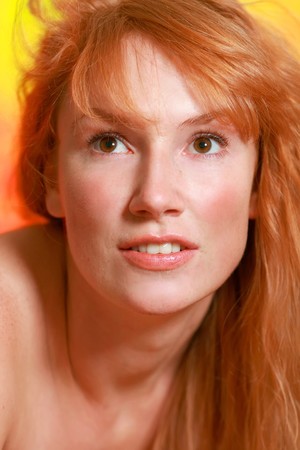 Portrait of the beautiful red-haired girlの写真素材